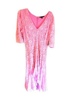 NWT Boston Proper Pink Lace High Low V Neck Floral Maxi Dress 16